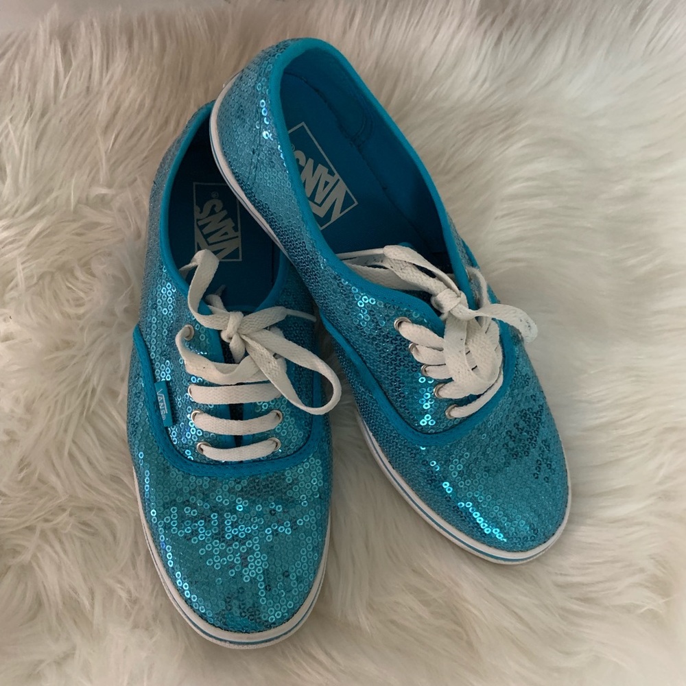 Vans Sequin turquoise sneakers 9.5 women’s 8 men’s - Picture 2 of 8